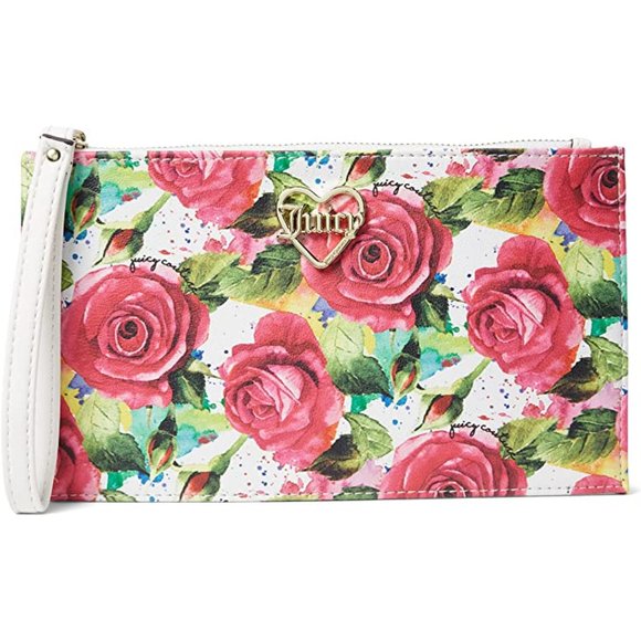 Juicy Couture white roses multi floral wristlet handbag - Picture 1 of 4
